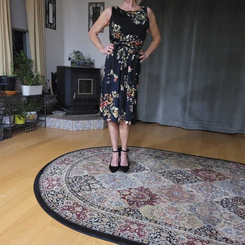 Black Floral Dress Jones NY Size 6